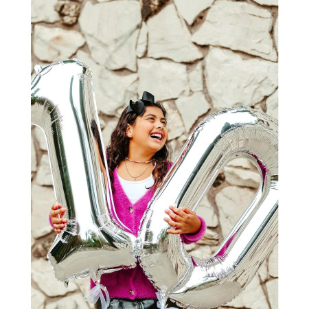 Balon din Folie Metalizata, Cyrax, Figurina Cifra, Tema Aniversare 80 cm, Ambalaj Individual, Pai inclus, Umflare cu Aer sau Heliu, Argintiu, Cifra 0