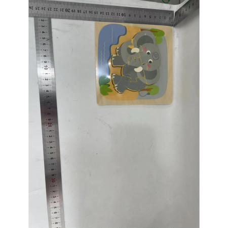 Puzzle Montessori din Lemn pentru Copii, Cyrax, 3D, 0-3 Ani, Model Elefant, Educativ, Intuitiv, Creativ, 4 Piese, 15x15x0.5 cm, Multicolor