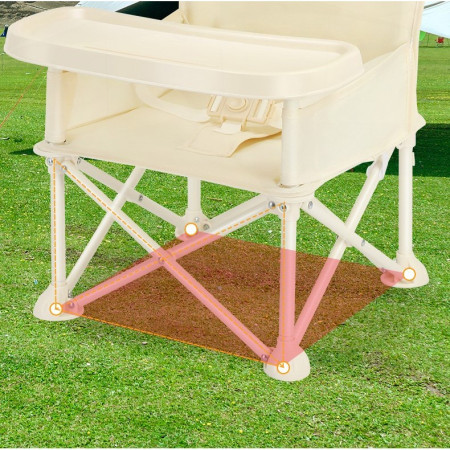 Scaun de Masa pentru Bebelusi si Copii, Cyrax, Tavita si Husa Detasabile, Multifuncțional, Stabil, Centura de Siguranta, Cos de Depozitare, Bej, cu Umbrela Verde, de la 6 Luni