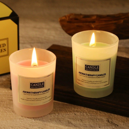 Lumanare Parfumata,  Model Borcan Translucid, 6.2 x 5.2 cm, Aroma de Lavanda, Mov