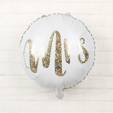 Balon din Folie Metalizata, Cyrax, Figurina Cerc, Model MRS, Tematica Nunta, 45 cm, Ambalaj Individual, Pai Inclus, Umflare cu Aer sau Heliu, Alb