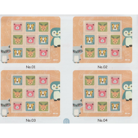 Cyrax Joc educativ Sudoku cu tablita magnetica, 32 de piese, cartonase cu animale, Verde