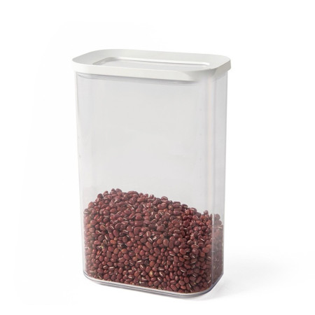 Set 5 Cutii de Depozitare Alimente, Cyrax, Capac Alb, din ABS+Silicon, 23 x 15 x 27 cm, Transparent