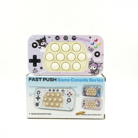 Jucarie interactiva tip consola pentru copii Cyrax, speed push whack-a-mole, joc de viteza pop it, material ABS/silicon, cu nivele, sunete si lumini, 15.5 x 7.6 x 5.3 cm, model elfi, mov