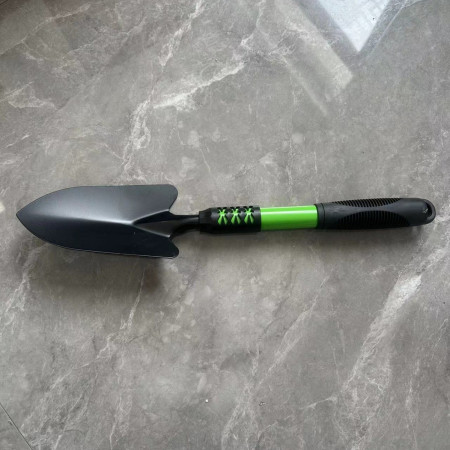 Set 4 Unelte de Gradina  pentru Plantare, Prelucrare Sol si Ingrijire Plante, Material PVC Carbon, Grebla, Sapaliga cu Cap Dublu, Lopata Mica, Lopata Lata, 43 x 11 cm, Negru/Verde