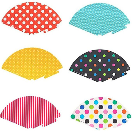 Set 6 Coifuri, Cyrax, Petrecere Copii, din Carton, 24 x 13.5 cm, Model cu Buline si Dungi, Multicolor