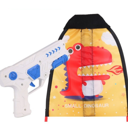 Set 2 Piese Jucarie Interactiva, Cyrax, Pistol de Catapultare + Zmeu, din Plastic si Panza, +8 Ani, Impermeabil, Model Dragon cu Flacari, Multicolor