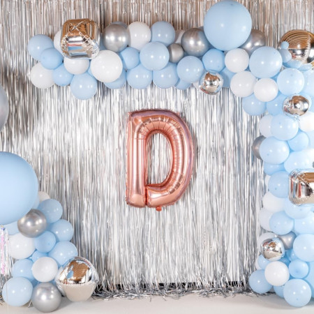 Balon Folie Metalizata Litera D, Cyrax, 80 cm, Umflati cu Heliu sau Aer, Ambalaj Individual, Pai inclus, Rose Gold