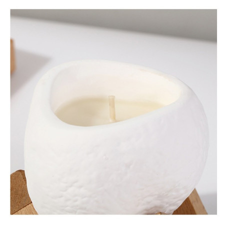 Lumanare Parfumata,  Model Abstract, Aroma Frezie/Para, din Ceara de Soia, 8 x 5.5 x 6 cm, Alb