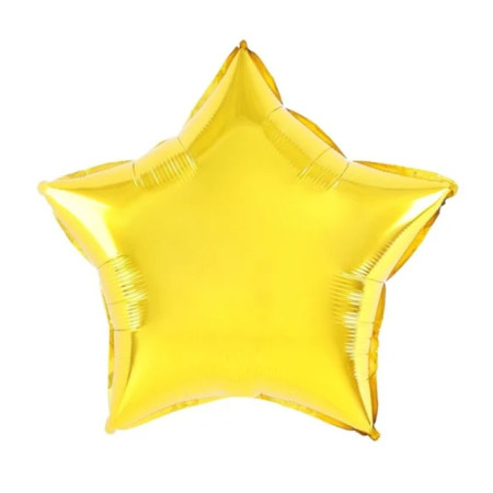 Balon din Folie Metalizata, Cyrax, Figurina Stea, Model Simplu, Tematica Aniversare, 40 cm, Ambalaj Individual, Pai Inclus, Umflare cu Aer sau Heliu, Auriu