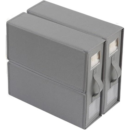 Cutie Depozitare Lenjerii de Pat,  Pliabila, Capacitate 18l, 38x33x12 cm, din Panza Oxford cu PP Incorporat, Fereastra Vizibila, Gri