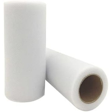 Tul Decorativ, Cyrax, 15 cm Latime, 22 cm Lungime, din Poliester, Alb