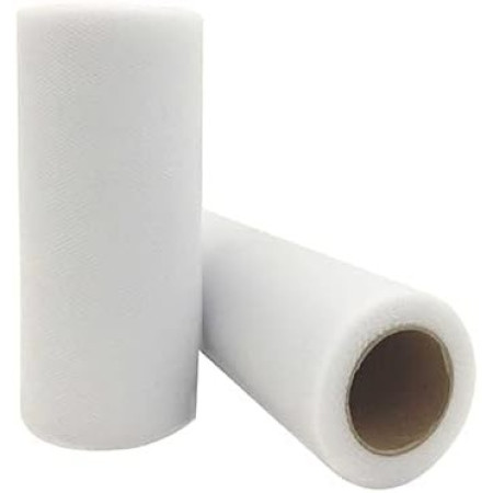 Tul Decorativ, Cyrax, 15 cm Latime, 22 cm Lungime, din Poliester, Alb