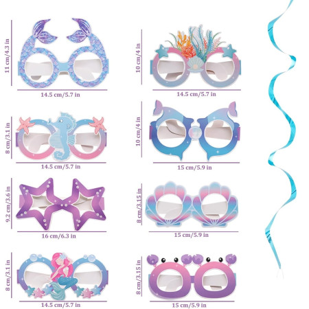 Set 8 Perechi de Ochelari Sirena, Cyrax, Colectia Mermaid, Multicolor