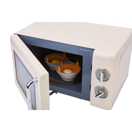 Recipient Dublu pentru Oua, Cyrax, din Plastic Cyrax, pentru Gatit la Microunde, 22 x 11.8 x 8 cm, Portocaliu