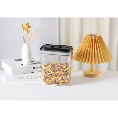 Recipient din Plastic, Cyrax, pentru Alimente/Obiecte, Inchidere Ermetica Rotire 90 grade, 2l, 20.5 x 10.5 x 27 cm, Transparent