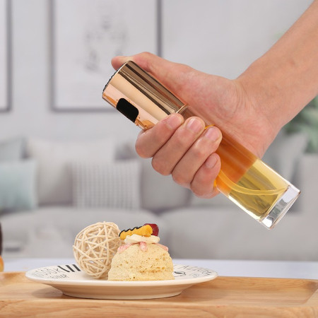 Pulverizator Ulei, Otet, Cyrax, din Sticla, 100 ml, Reincarcabil, 18.3 x 4.3 cm, Capac Lucios, Auriu