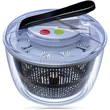 Uscator Manual pentru Salata si Verdeturi, Cyrax, Plastic, 20x20x25 cm, Capacitate 5L, Negru