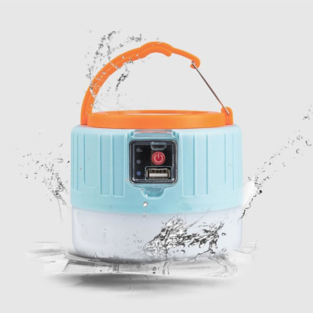 Lampa Portabila,  Incarcare Solara + USB, Afisaj Inteligent al Bateriei, Raza de Actiune 32 mp, 6x9x11 cm, 3 Moduri, Alb