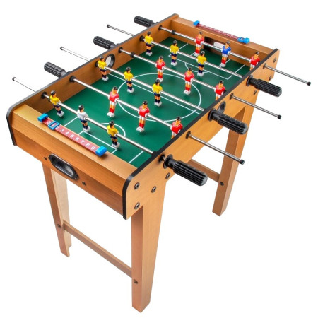Masa de Fotbal cu Teren si 18 Jucatori Cyrax, 6 Manere, cu Tablou pentru Scor, din Metal, Lemn si ABS, 69 x 36.5 x 61 cm, cu Picioruse, pentru copii/adulti