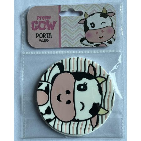 Suport pentru Pahar, Cyrax, Model Vacuta, din PVC, 10 cm, Rezistent la Caldura, Alb/Negru