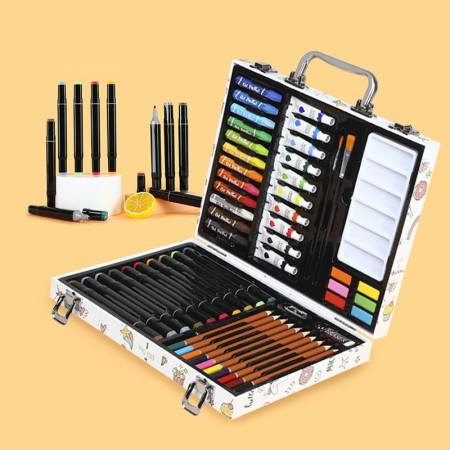 Set 53 Piese pentru Desen si Pictura, Cyrax, Tip Servieta, Model Unicorni, 30 x 24 x 5.4 cm, Multicolor