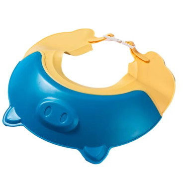 Cyrax Viziera de Protectie Baie Pentru Copii, Fippy, Model Purcelus, Dimensiune ajustabila, Durabil, Usor de curatat, Impotriva Samponului, pentru Ochi si Urechi, TPE+PP, 23x23 cm, Albastru