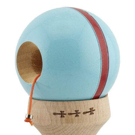 Kendama X Originala Silken, Profesionala, Cyrax, Cupe Mari KING SIZE V3, Super Sticky, Gaura in Baza, Rulment Metalic, din lemn 18 cm, Ata 55 cm, Albastru deschis
