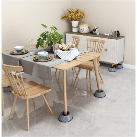 Set 4 Picioruse Antivibratii,  9 cm, Gri, cu Ventuza Cauciuc, Instalare Rapida, pentru Masina de Spalat, Uscator sau Frigider