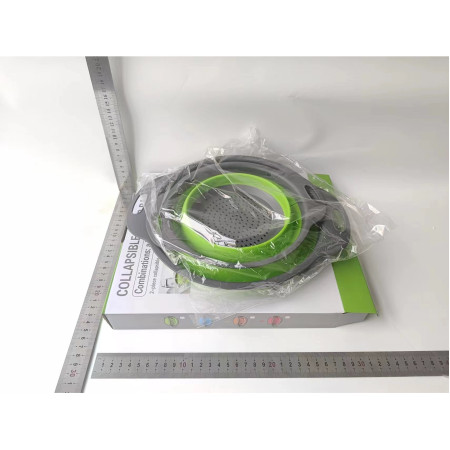 Set 2 strecuratori pliabile din silicon alimentar Cyrax, cu manere, fund antiaderent si antialunecare, rotunda, doua dimensiuni, usor de depozitat, compatibil cu masina de spalat vase, verde