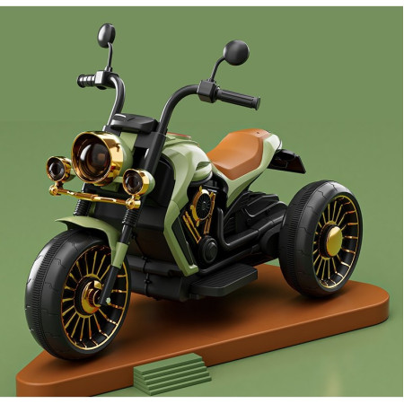 Motocicleta Electrica Cyrax, cu Acumulator,  Bluetooth, Sistem Anti-Rasturnare, Sistem de Lumini si Sunet, 1-8 Ani, 93 x 48 x 63 cm, Verde