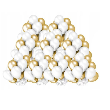 Set 10 Baloane din Latex Metalizate, Cyrax, Model Party, 5x Alb, 5x Nude, 23 cm, 2.2 g