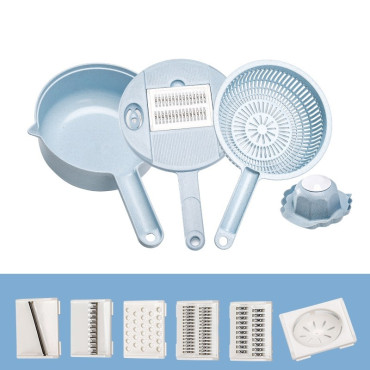 Razatoare multifunctionala Cyrax pentru legume, fructe, branzeturi, 10 piese, 27.6x8 cm, albastru