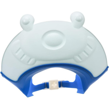 Cyrax Viziera de Protectie Baie Pentru Copii, Fippy, Model Broasca, Dimensiune ajustabila, Durabil, Usor de curatat, Impotriva Samponului, pentru Ochi si Urechi, TPE+PP, 24x23 cm, Albastru