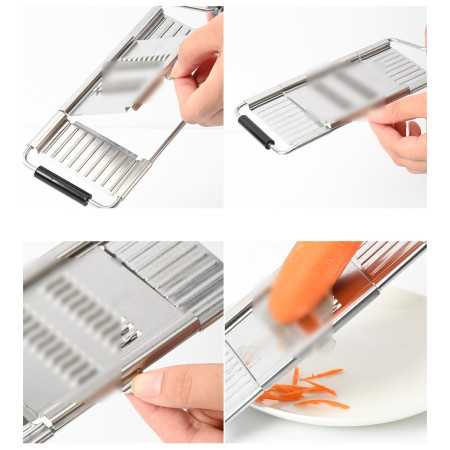 Razatoare multifunctionala Cyrax, Inox, 4 tipuri de lame, usor de manevrat, maner din ABS ergonomic,33 x 8.6 cm, periuta curatare inclusa, Lame interschimbabile, Argintiu