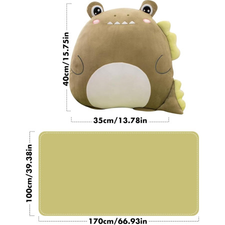 Patura 2in1 pentru Pat sau Canapea,  Model Jucarie Crocodil cu Spatiu de Depozitare Patura, Microfibra, 1x1.7 m, Verde