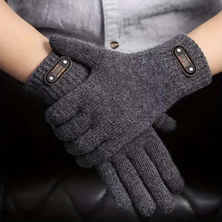 Manusi de Barbat,  Model Tricotat, Functie Touchscreen (ecran tactil), Material Acril, Manseta Elastica, Interior Catifelat, Marime Universala, Gri