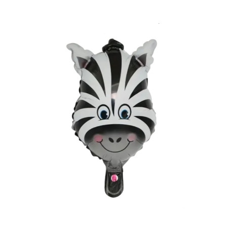 Balon din Folie Metalizata, Cyrax, Mini Figurine Animalute, Model Zebra, Tematica Aniversare, 25x45 cm, Ambalaj Individual, Pai Inclus, Umflare cu Aer sau Heliu, Multicolor