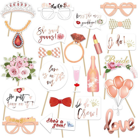 Set 23 de Accesorii pentru Petrecere, Cyrax, Props pentru Coltul de Poze, Tematica Petrecerea Burlacitelor, Roz