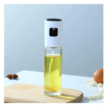 Pulverizator Ulei, Otet, Cyrax, din Sticla, 100 ml, Reincarcabil, 18.3 x 4.3 cm, Masura 90 ml, Capac Mat, Alb