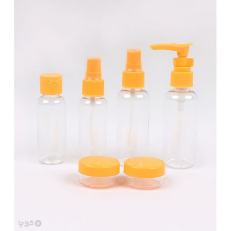 Set Recipiente pentru Cosmetice, Cyrax, 5 Piese, cu Gentuta, pentru Calatorii, Reutilizabile, Portocaliu, Material Plastic, 40 ml, 10g