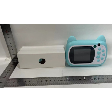 Camera Instantanee pentru Copii, Cyrax, Camera Frontala + Selfie, cu Functie de Printare, Cablu USB-C, Bluetooth, Compatibil iOS/Android, Imprimare APP, Model Pisica Smiley Face, Verde