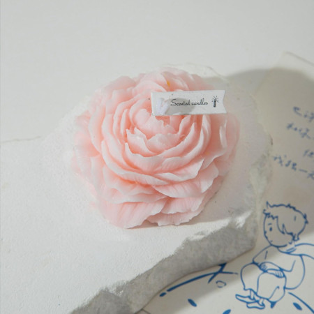 Lumanare Parfumata,  Model Trandafir, Ardere 10h, 70 g, 7.5 x 3.5 cm, Parfum de Piersica, Roz Pal