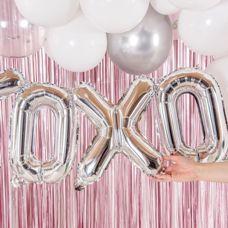 Balon Folie Metalizata Litera X, Cyrax, 80 cm, Umflati cu Heliu sau Aer, Ambalaj Individual, Pai inclus, Argintiu