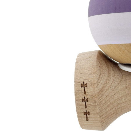 Kendama X Originala, Profesionala, Cyrax, Rubber Grip, Cupe Mari KING SIZE V3, Gaura in Baza, Rulment Metalic, din lemn 18 cm, Ata 62/65 cm, Special Purpuriu/Mov/Lila