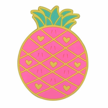 Suport pentru Pahar, Cyrax, Model Ananas, din PVC, 12 x 9 cm, Rezistent la Caldura, Roz