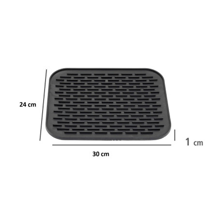 Covoras din Silicon pentru Scurgere Vase, Cyrax, Uz Casnic, Rezistent la Temperaturi Ridicate, Izolator, 30x24 cm, Negru