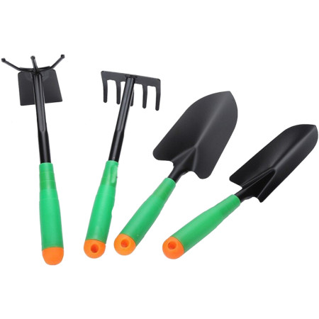 Set 4 Unelte de Gradina  pentru Plantare Prelucrare Sol si Ingrijire Plante, Material PVC si cardboard, 31.5 x 8.5 cm, verde