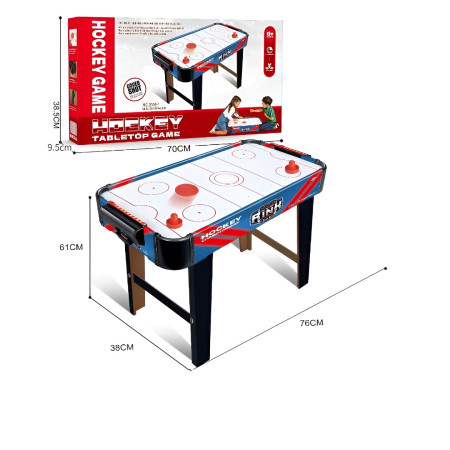 Masa Air Hockey Graffiti cu Picioare Lungi, Cyrax, PVC, 2 Pucuri, Tabela Scor, 2 Impingatoare, 76x38x61 cm, Albastru