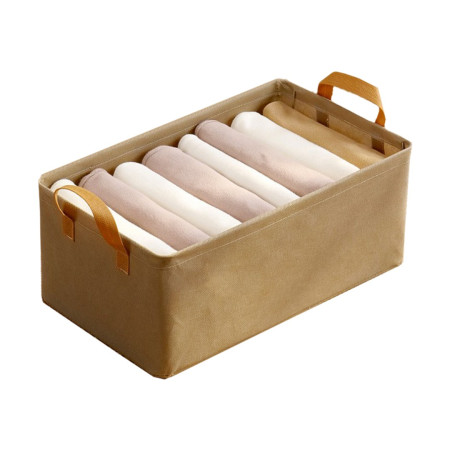 Cutie Depozitare  pentru Haine, lucruri, din Textil cu Cadru Metalic, Manere Laterale, forma Dreptunghiulara, 47 x 28 x 20 cm, volum 26 L, Kaki